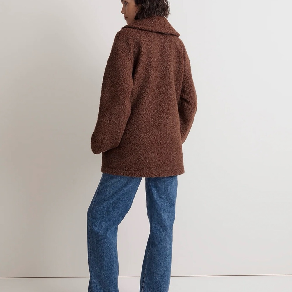 Madewell Pebbled Shearling Shawl Coat NWOT - Picture 3 of 5